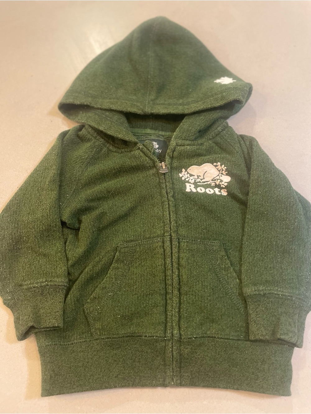 Roots baby ' Green Zip Hoodie with Beaver Logo